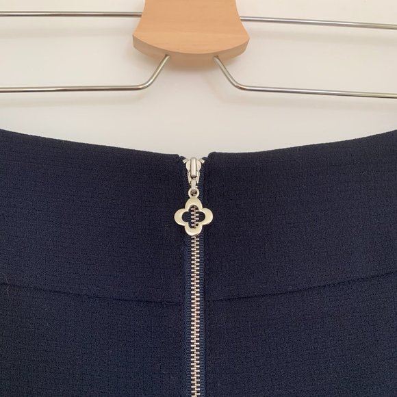 Pink Tartan Navy Wool Pencil Skirt, Size 8 - Picture 3 of 4